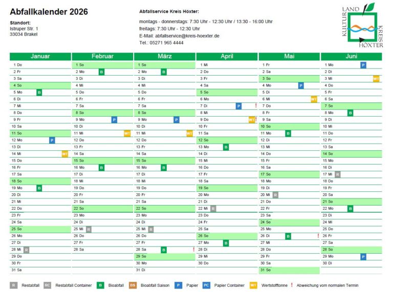 Abfallkalender 2026 Istrup