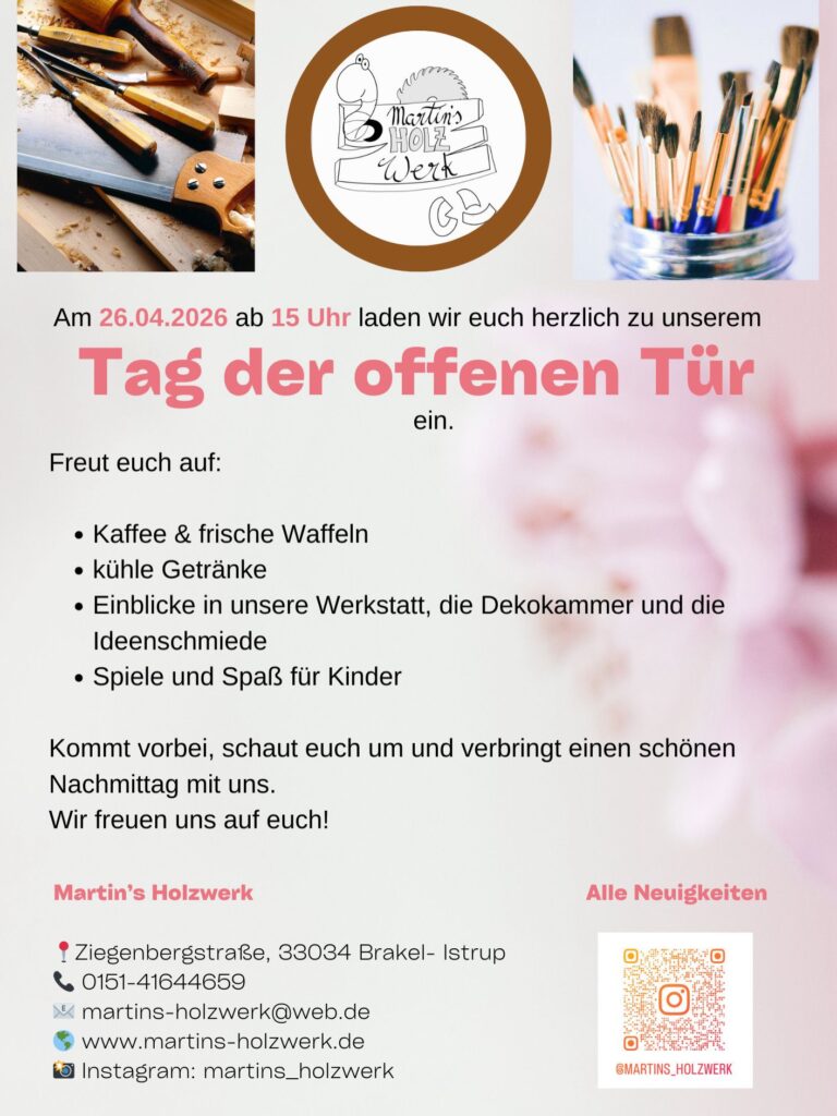 Offene Tür bei Martin´s Holzwerk
